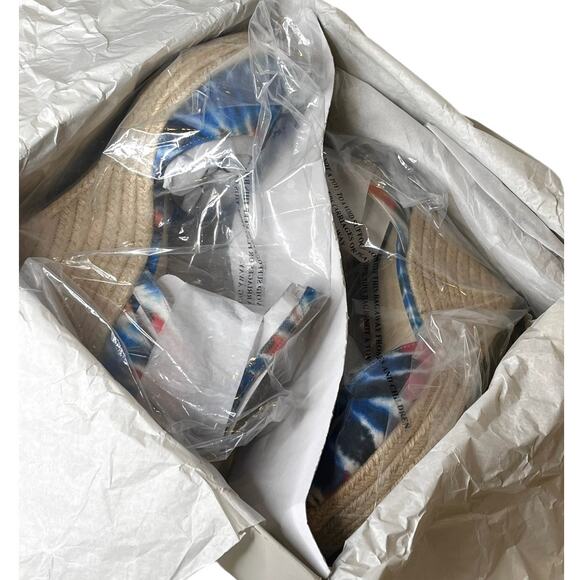 Marc Fisher Teelan Canvas Tie Dye SHOES 9W Ankle Strap Espadrille Wedge SANDALS - Picture 5 of 7